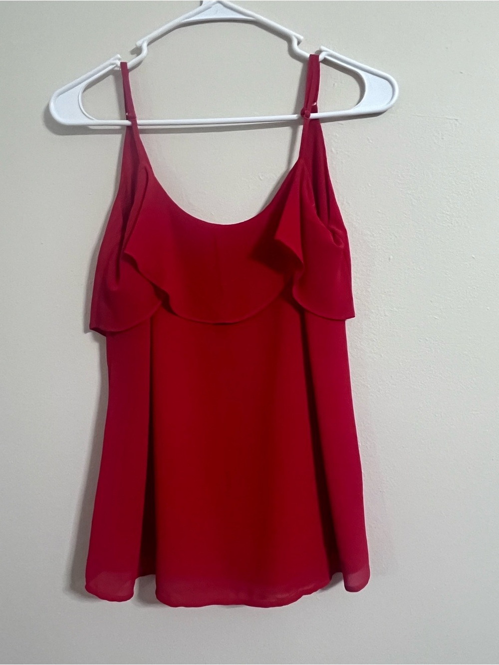 Nasty Gal Red Ruffle-Trim Spaghetti Strap Tank